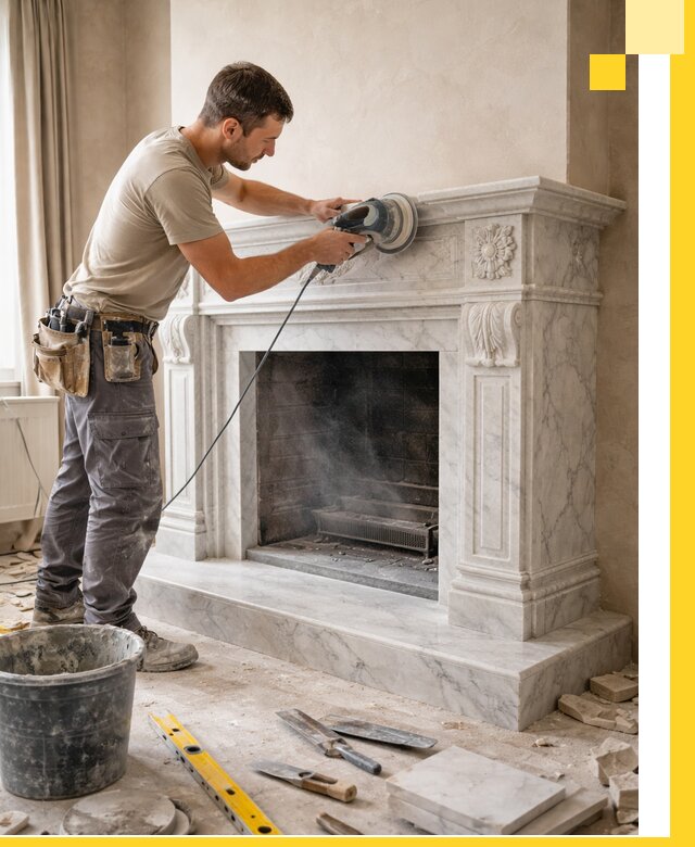 Изготовление и установка мраморных каминов в Первоуральске под ключ