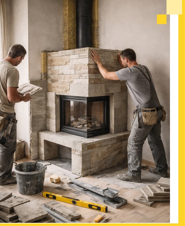 Угловые камины под ключ проект, монтаж и отделка в Первоуральске