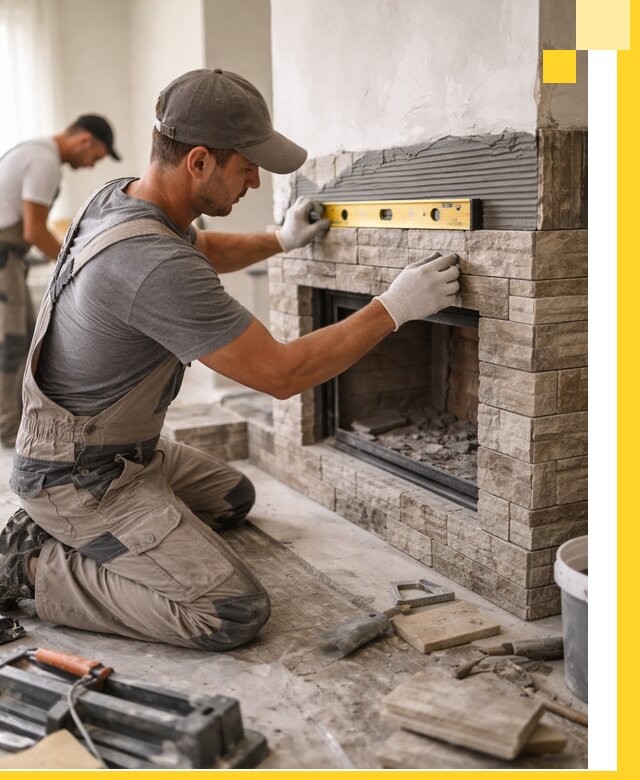 Облицовка каминов в Первоуральске, монтаж и отделка натуральным камнем