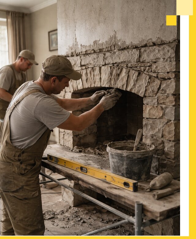 Изготовление каминов под ключ в Первоуральске, монтаж и отделка