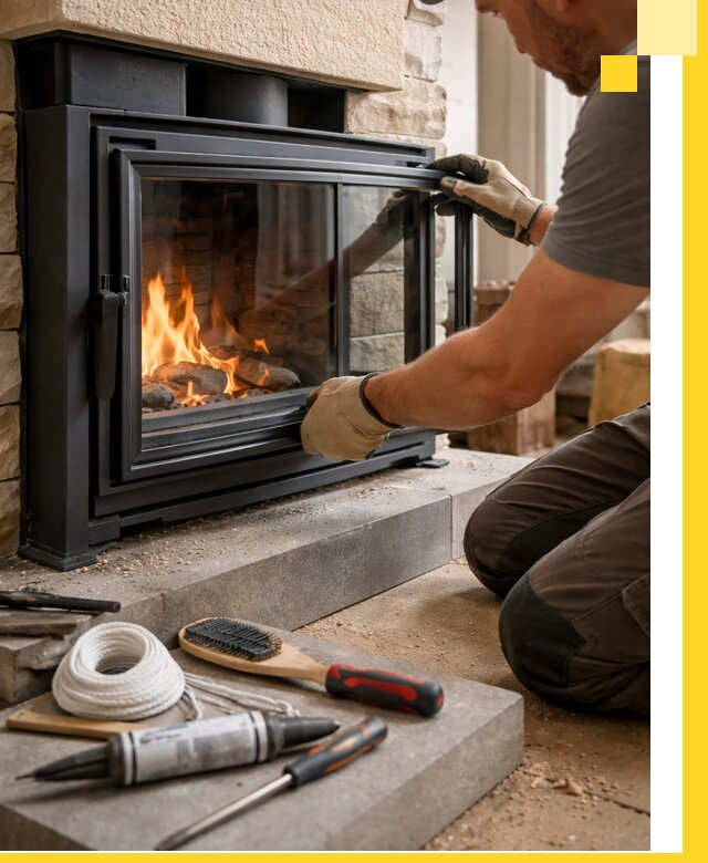 Производство, монтаж и доставка каминов со стеклом в Первоуральске