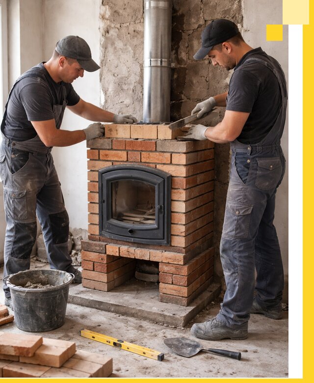 Монтаж печи камина под ключ в Первоуральске с гарантией и пусконаладкой