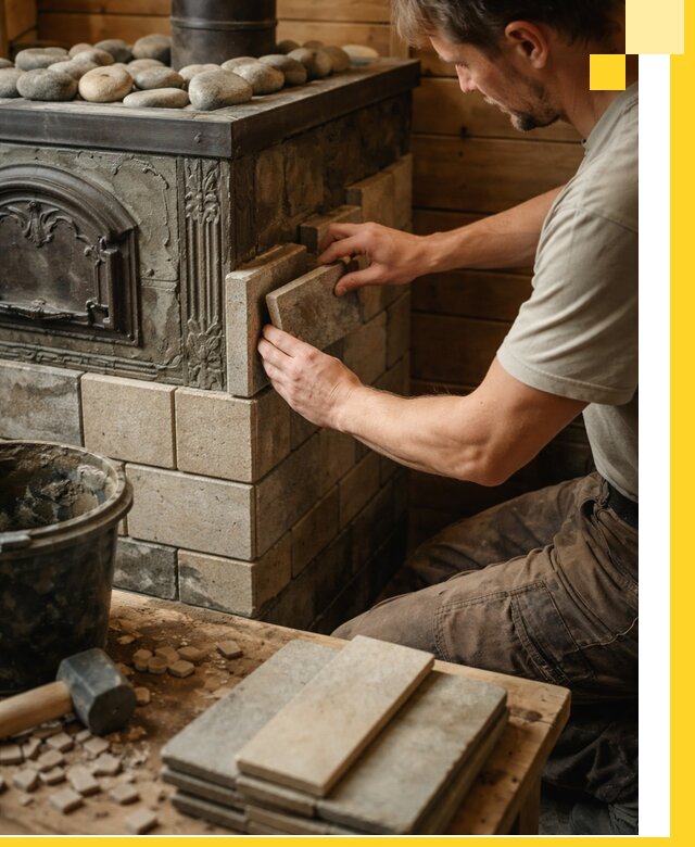 Облицовка банных печей в Первоуральске профессиональная отделка