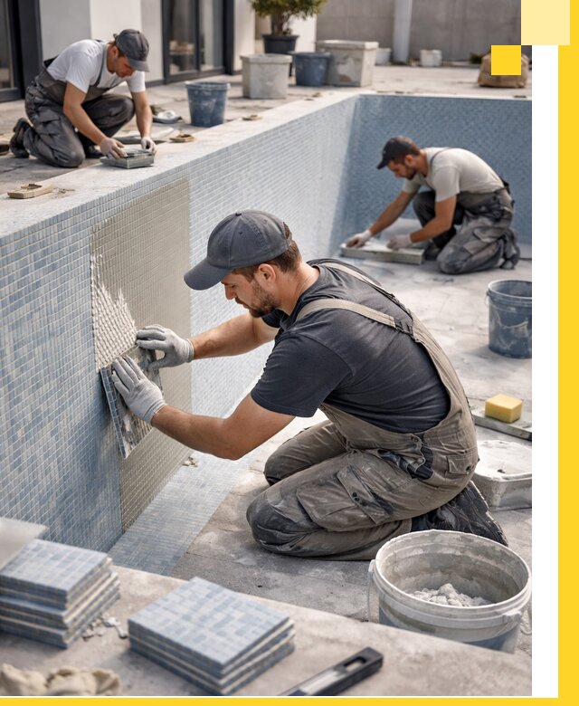 Облицовка бассейнов в Первоуральске плитка мозаика гидроизоляция