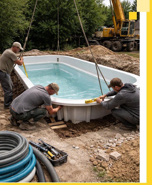 Установка и монтаж композитных бассейнов под ключ в Первоуральске