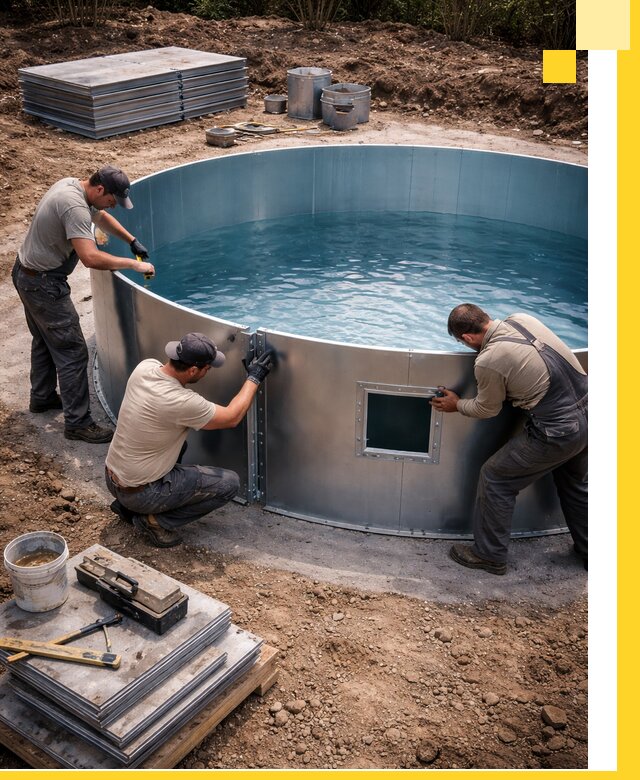 Круглые бассейны под ключ в Первоуральске проектирование и монтаж