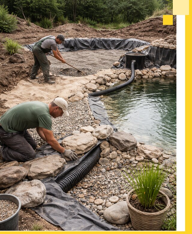 Строительство природных бассейнов и озер в Первоуральске под ключ