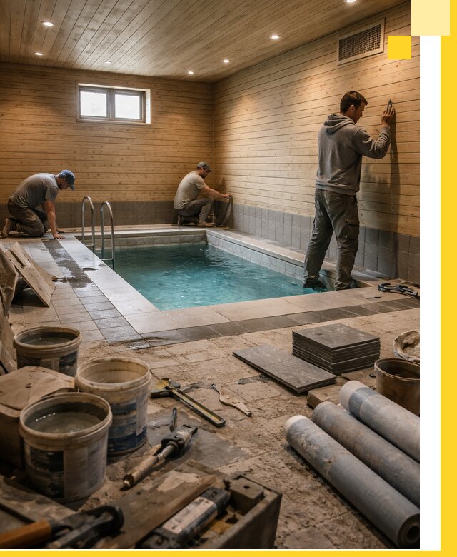 Строительство бани с бассейном и сауной под ключ в Первоуральске