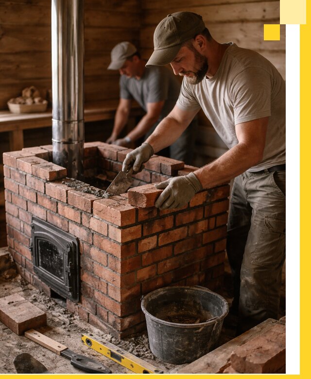 Кирпичные печи для бани под ключ в Первоуральске, проект и монтаж