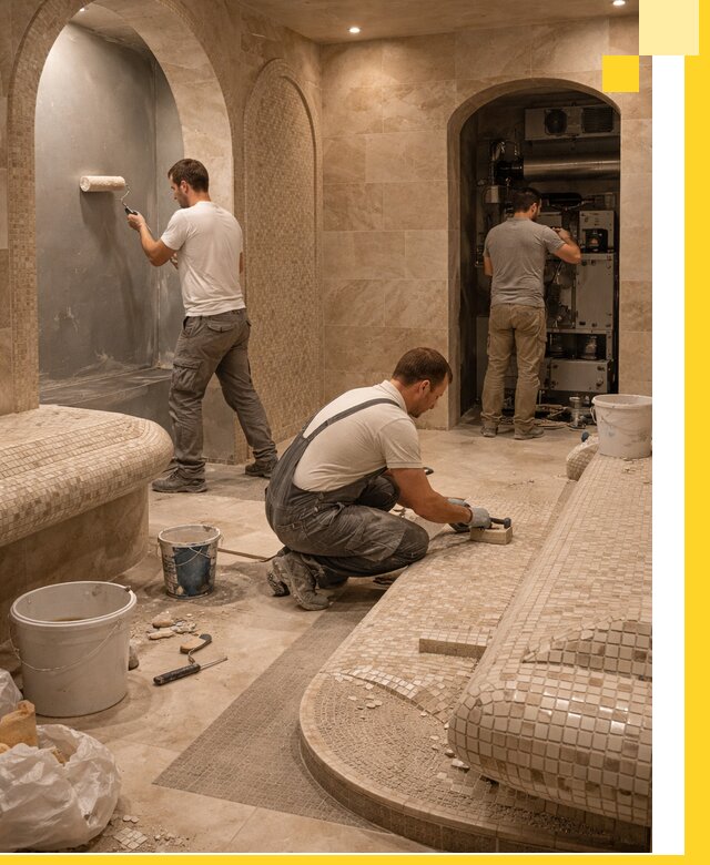 Строительство бани с хамамом и бассейном под ключ в Первоуральске