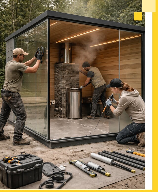 Проектирование и строительство стеклянных бань в Первоуральске