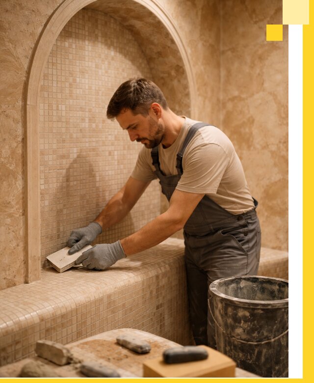 Профессиональная отделка хамамов с мозаикой под ключ в Первоуральске