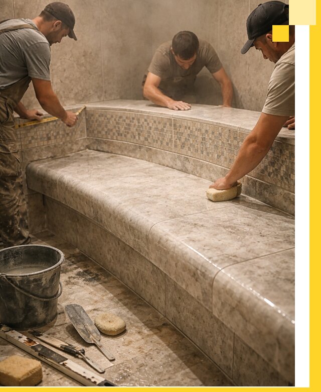 Изготовление и установка сидений для хамама в Первоуральске