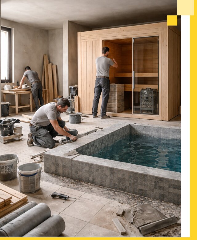 SPA зоны под ключ с бассейном сауной и печью в Первоуральске